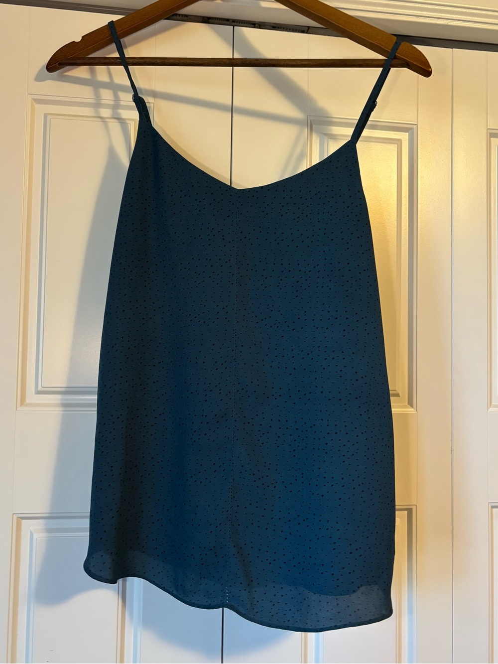 RW&Co, deep blue polka dot flowy blouse